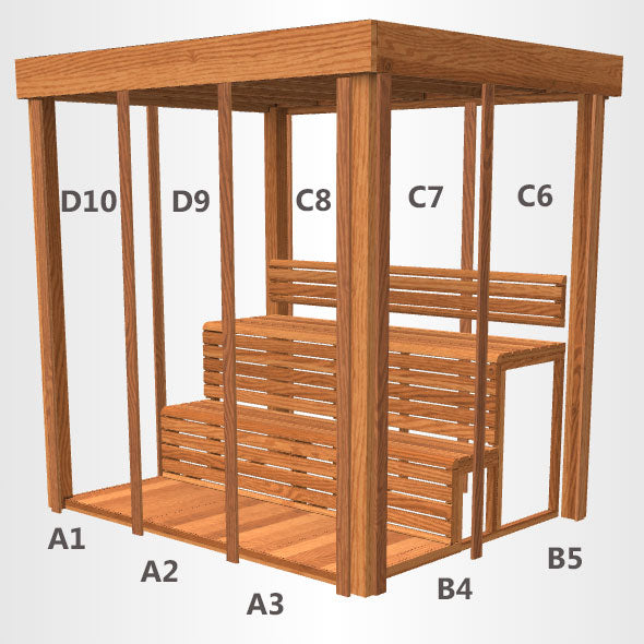 PU570 - Indoor Pure Cube Sauna - Clear Red Cedar