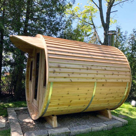 772E - 7'x7' (214x214cm) Barrel Sauna - Knotty Cedar