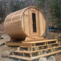 772W - 7'x7' (214x214cm) Barrel Sauna - Knotty Cedar