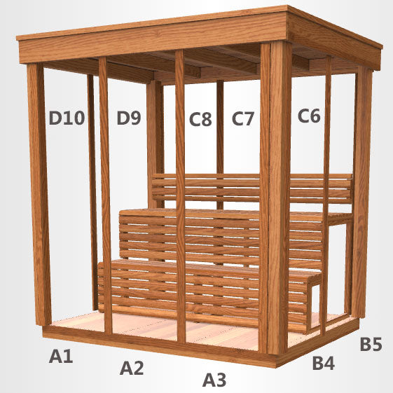 CU572 Outdoor Pure Cube Sauna - Knotty Red Cedar