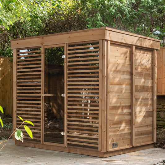 CU672 Outdoor Pure Cube Sauna - Knotty Red Cedar