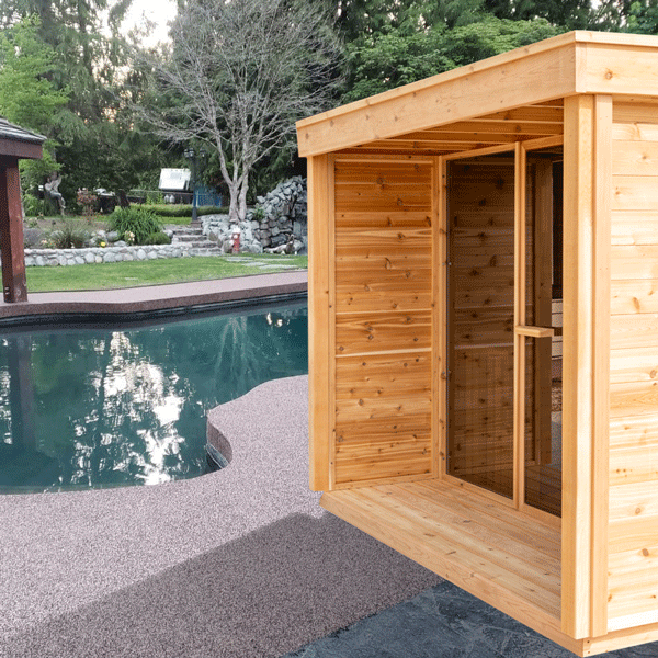 CU672P Outdoor Pure Cube Sauna - Knotty Red Cedar