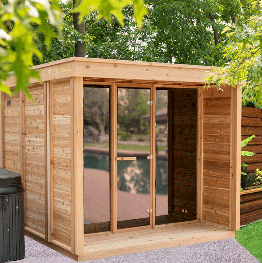 CU672P Outdoor Pure Cube Sauna - Knotty Red Cedar