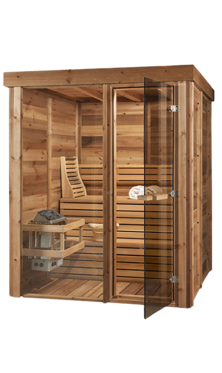 PU552 Indoor Pure Cube Sauna - Knotty Red Cedar